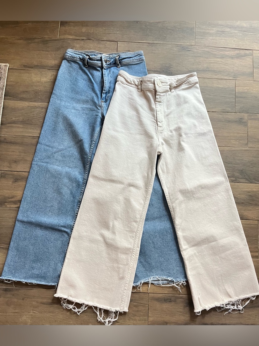 2x Zara Marine Jeans Blue & cream Size 8